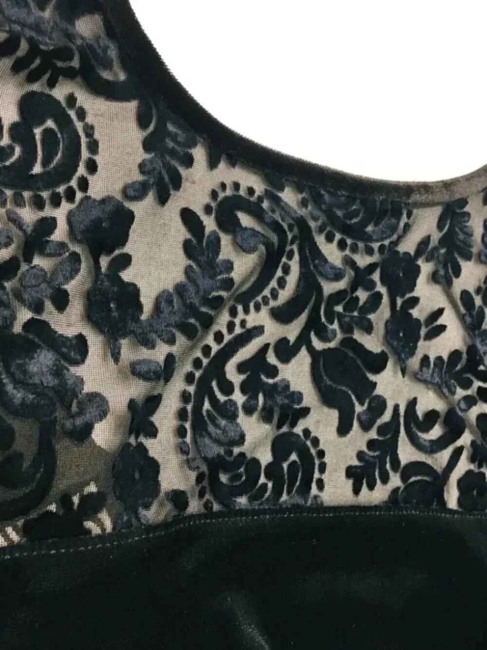 Vtg 90s David Warren DW3 Black Velvet Dress Sz 12 A-Line Burn Out Top WhimsyGot